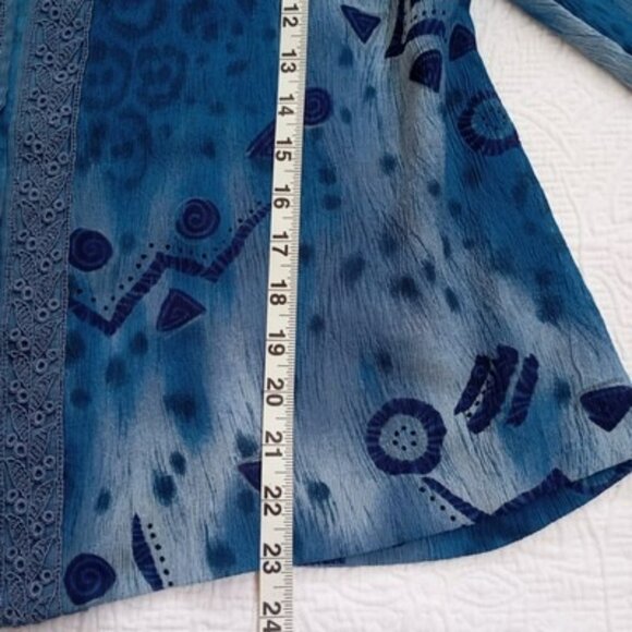 R&M Richards Petite 2-Piece Blue Dress & Jacket Set Size 16WP Abstract Pattern - Picture 10 of 16